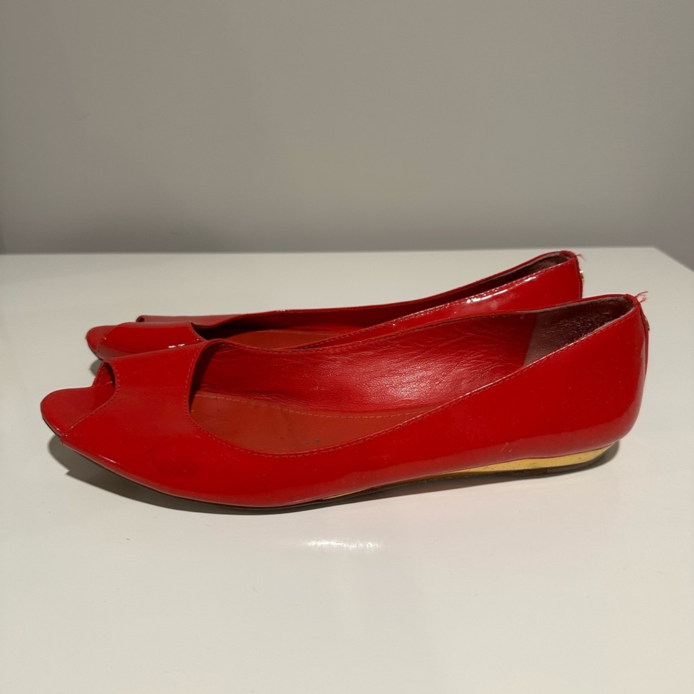 Tory Burch Red Peep Toe Flats